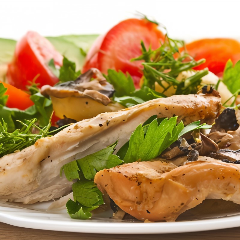 Жареная курица с грибами по-тайски