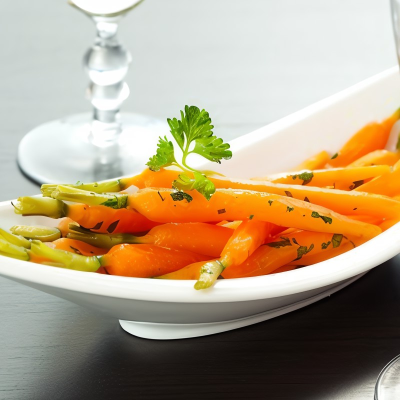 Жареная молодая морковь в апельсиновом соусе с кумином