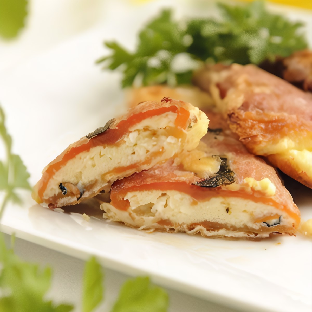 Жареные фаршированные козьим сыром, перцы и оливки