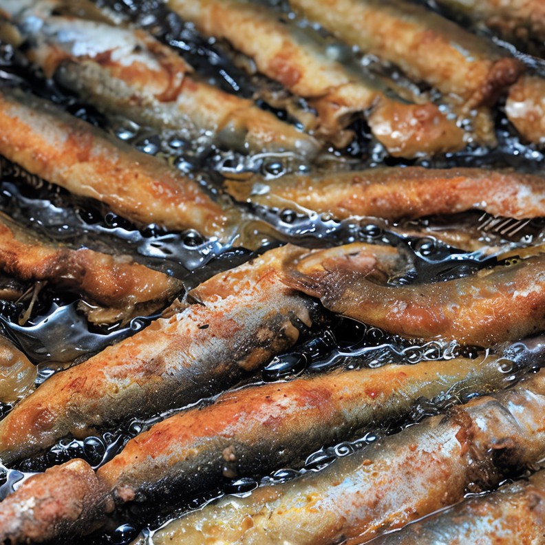 Жареные сардины с салатом из апельсинов и фенхеля