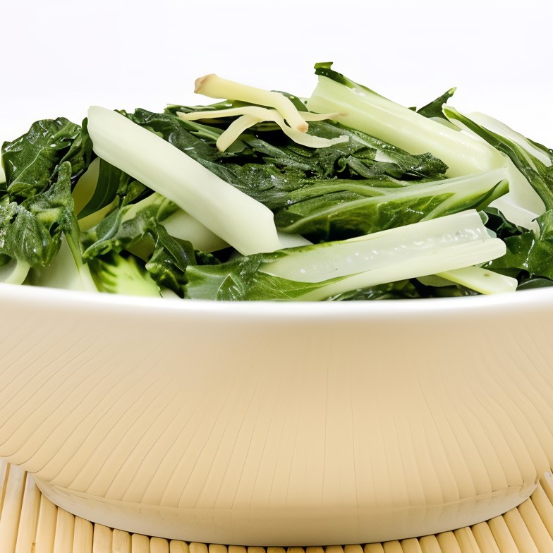 Жареный латук с чесноком