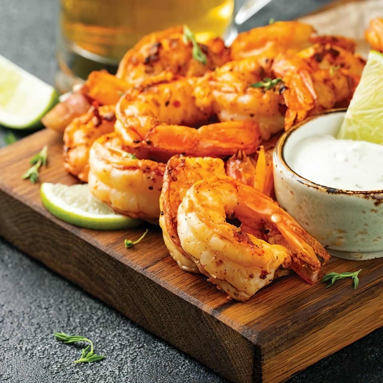 Жареные мурманские креветки в чесночном соусе