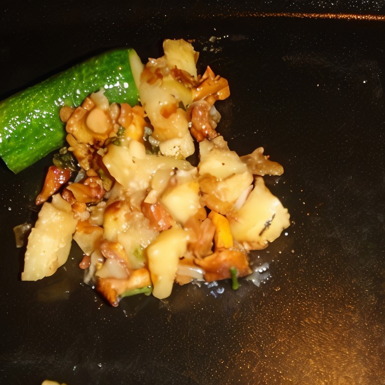 Жареный картофель с лисичками и луком