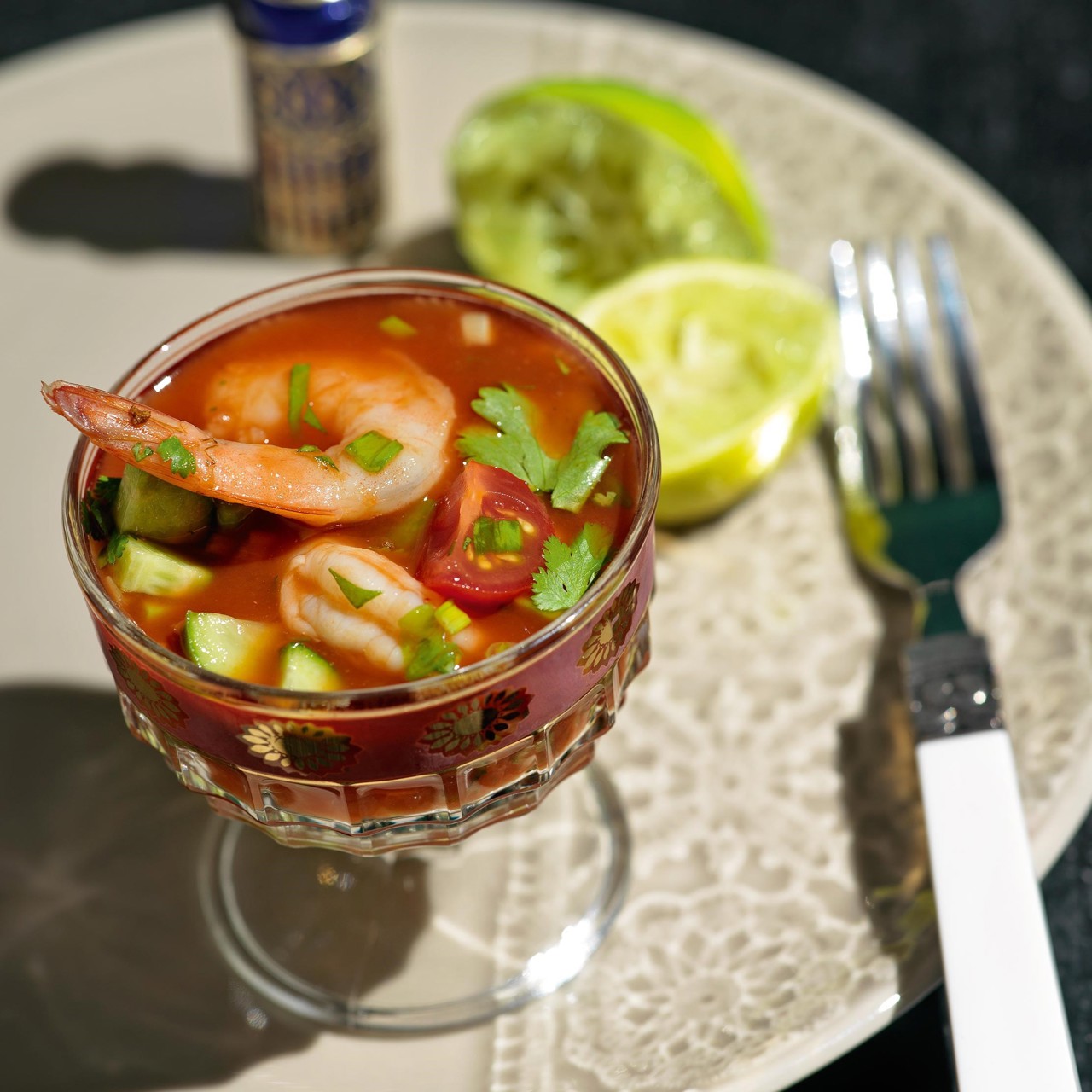 Жидкий салат с креветками