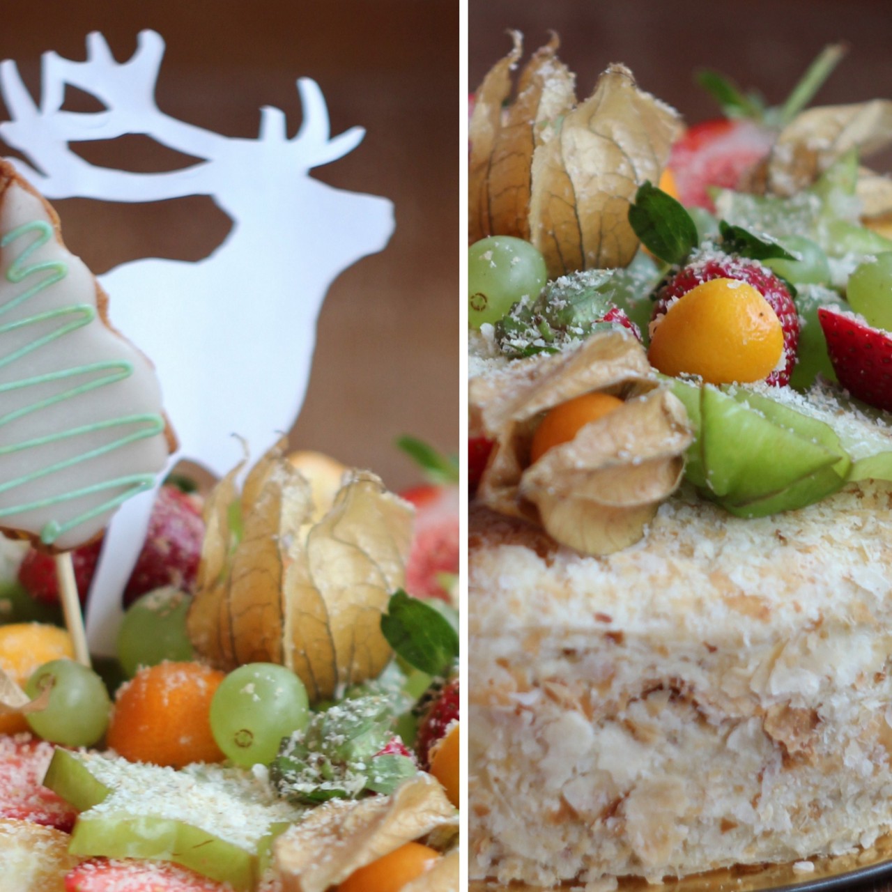 Зимний торт «Наполеон» c фруктами