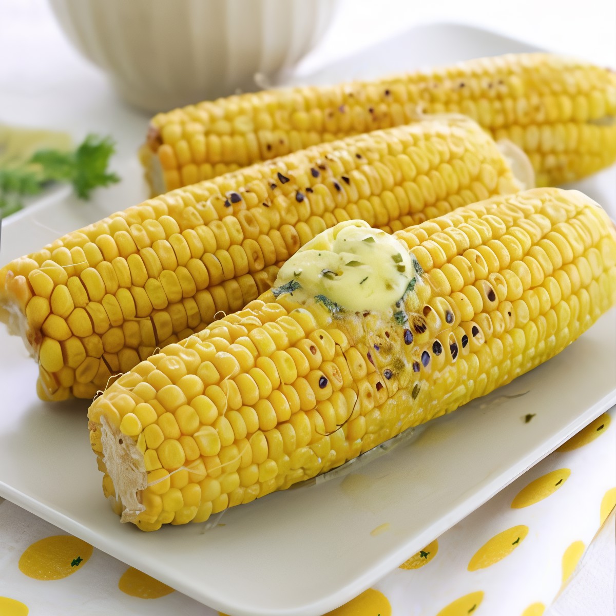 Золотистая кукуруза на гриле в сыре с дольками лайма