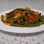 Спаржевая фасоль на сковороде