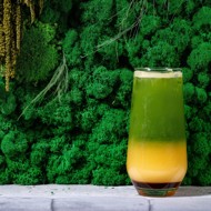 Апельсиновый матча со смородиновым соусом