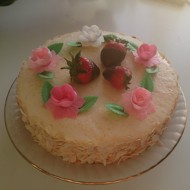 Бисквитный торт с творожно-фруктовым кремом