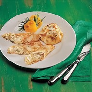 Блины с салатом из норвежской сельди