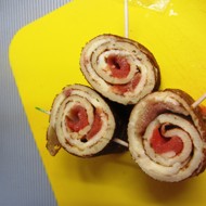 Блины с семгой и плавленым сыром