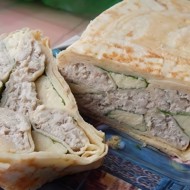 Блинная закуска с мясом и сыром