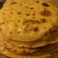 Блинный пирог с творогом и сгущенным молоком