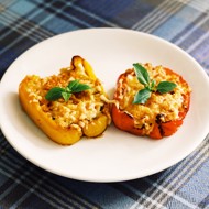 Болгарский перец, запеченный с брынзой и грибами