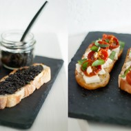 Брускетта с вялеными томатами и оливковым тапенадом