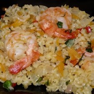 Булгур с креветками и овощами