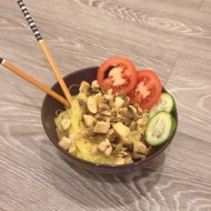 Фунчоза с курицей и грибами