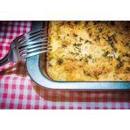 Гратен из цветной капусты и брокколи под соусом из сыра с плесенью