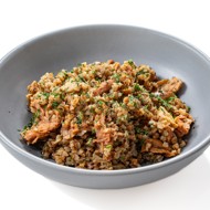 Гречка с лесными грибами и соевым мясом