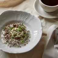 Гречка с пармезаном и песто