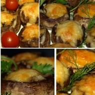 Грибы, запеченные с сыром и зеленым луком