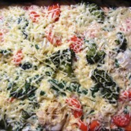 Яичница/омлет с курицей, зеленью и овощами