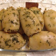 Кальмары фаршированные грибами
