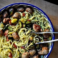 Карбонара с цукини и фрикадельками