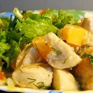 Курица с тыквой и шампиньонами в сметане