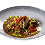 Куриная печень с овощами по-азиатски