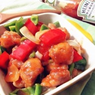 Kусочки жареной трески в  кисло-сладком соусе