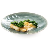 Мурманская треска с хумусом из корнеплодов