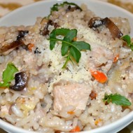 Непьяное ризотто с индейкой и грибами портобелло