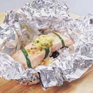 Норвежская семга с капустой и беконом