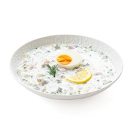 Окрошка на кефире с рыбой