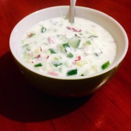 Окрошка с салями на кефире и газированной воде