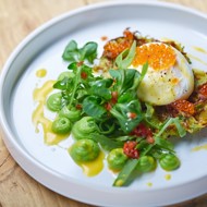 Оладьи из кабачков с красной икрой