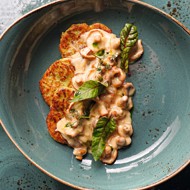 Оладьи из кабачков с лисичками