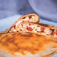 Овсяные блины с курицей и болгарским перцем