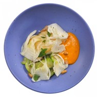 Палтус с кабачками и хрустящим фенхелем