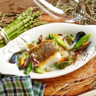 Палтус в аква пацца из ресторана Christian