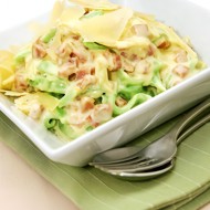 Паста с утиной ножкой, савойской капустой и белым вином