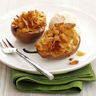 Печеные груши с кукурузными хлопьями