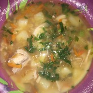 Рассольник по-деревенски с курицей