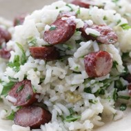 Рис с сельдереем и острыми колбасками