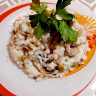 Ризотто с грибами и зеленым горошком
