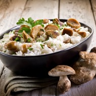 Ризотто с грибами, пармезаном и сметаной