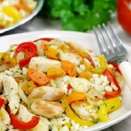 Ризотто с курицей и овощами