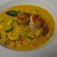 Ризотто с морепродуктами и спаржей