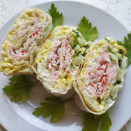 Рулет из лаваша с крабовыми палочками